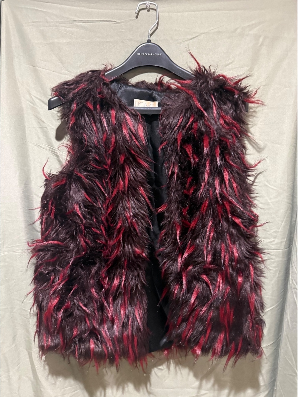 Black and Red Faux Fur Vest